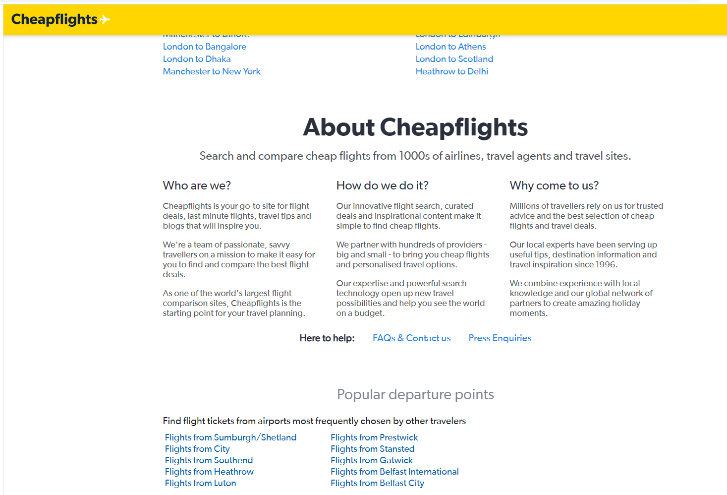 Cheapflights multisite UK example
