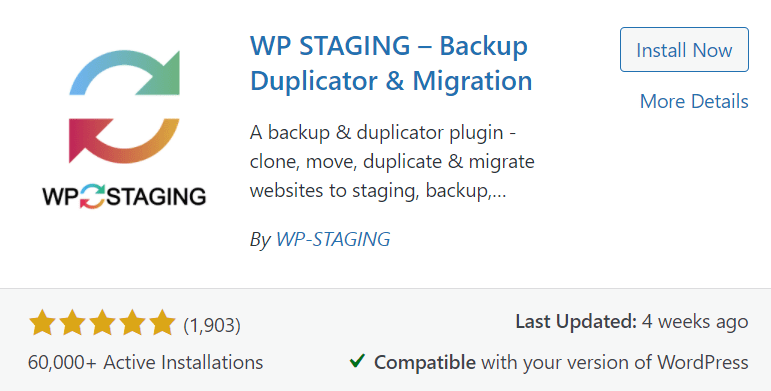 WP Staging plugin