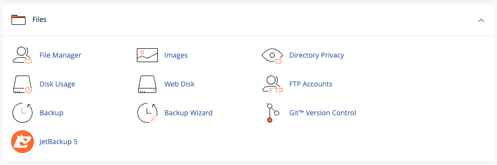Screenshot of cPanel file management