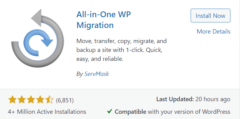 All-in-one WP Migration plugin