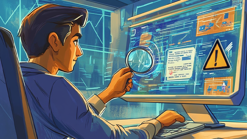 drawing of a man checking his emails