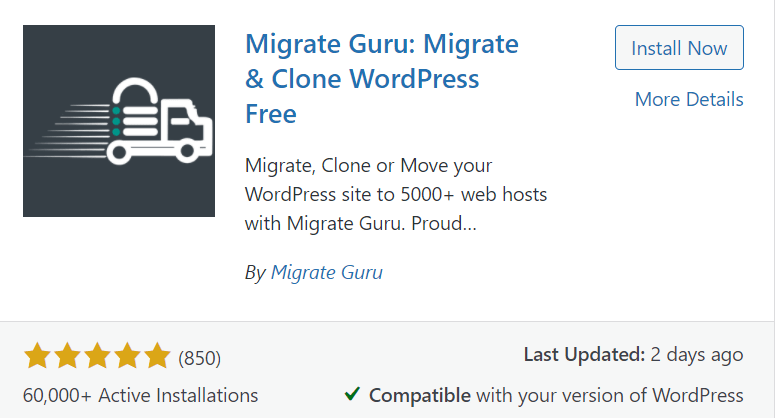 MigrateGuru WordPress plugin