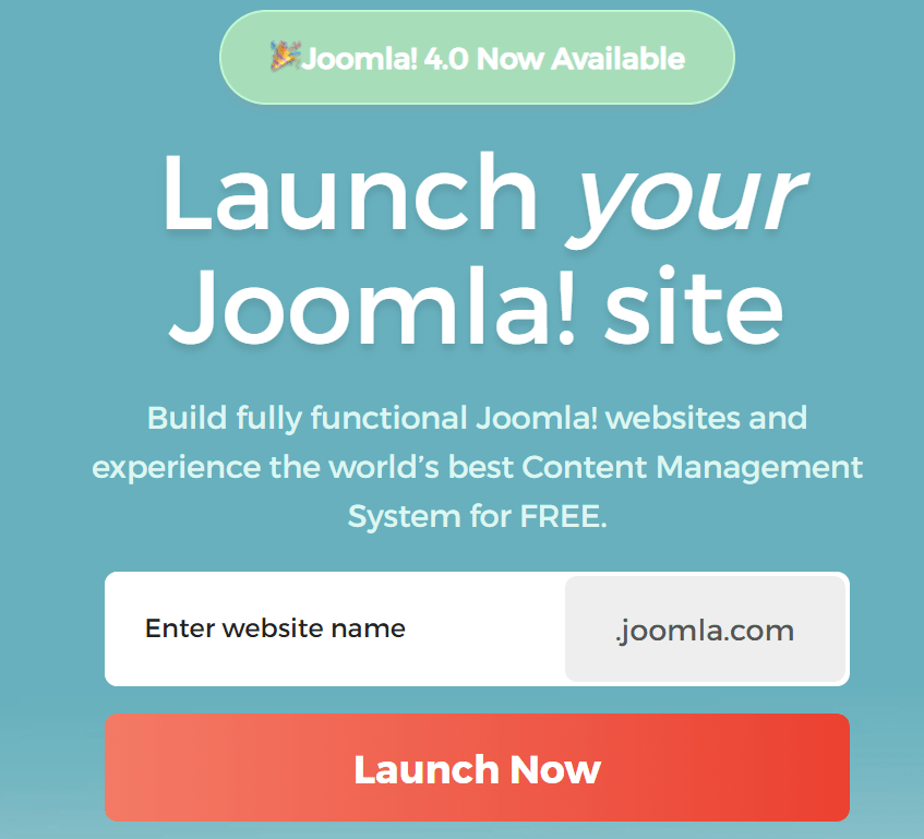 launch page for Joomla