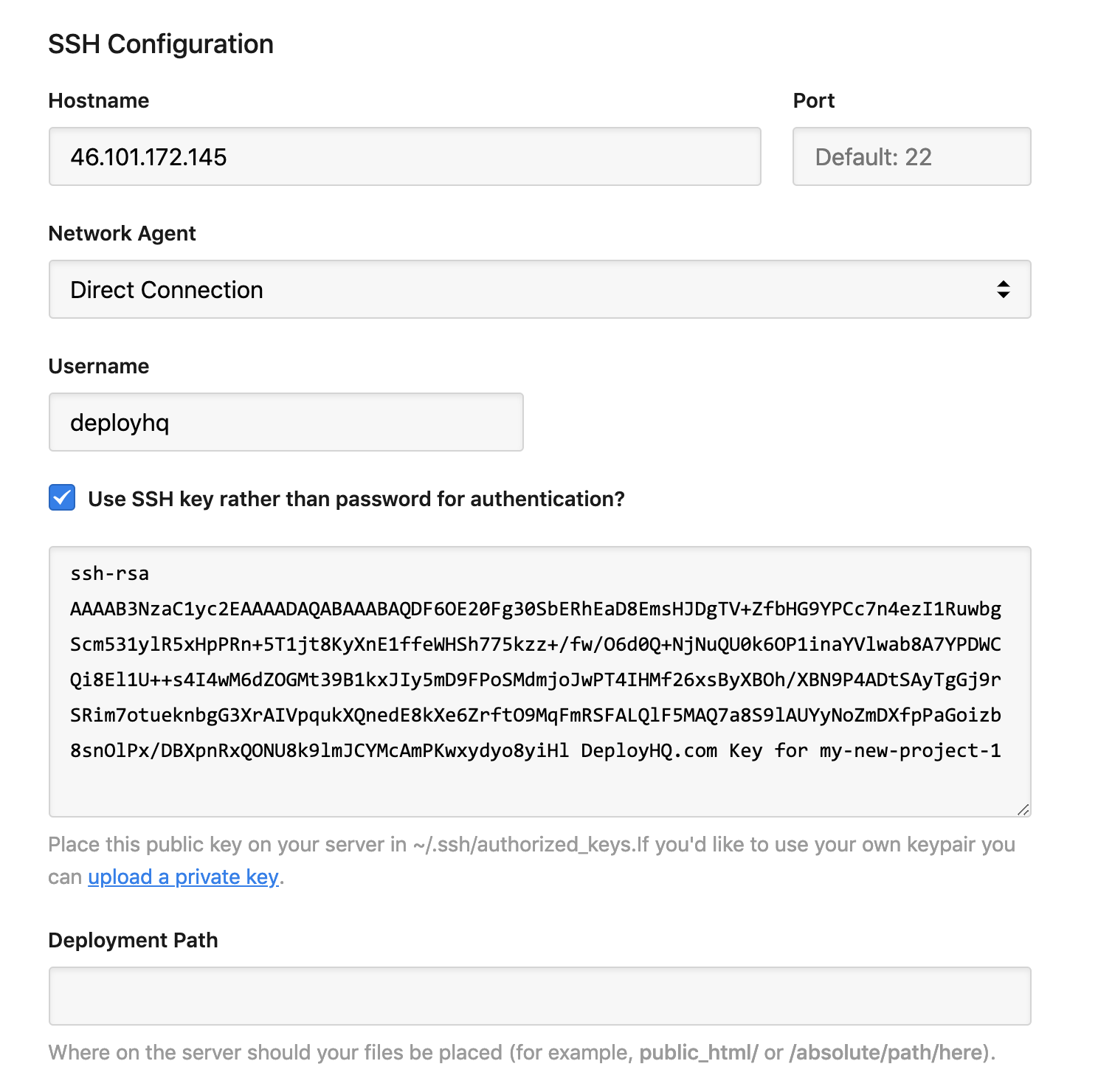 SSH/SFTP details