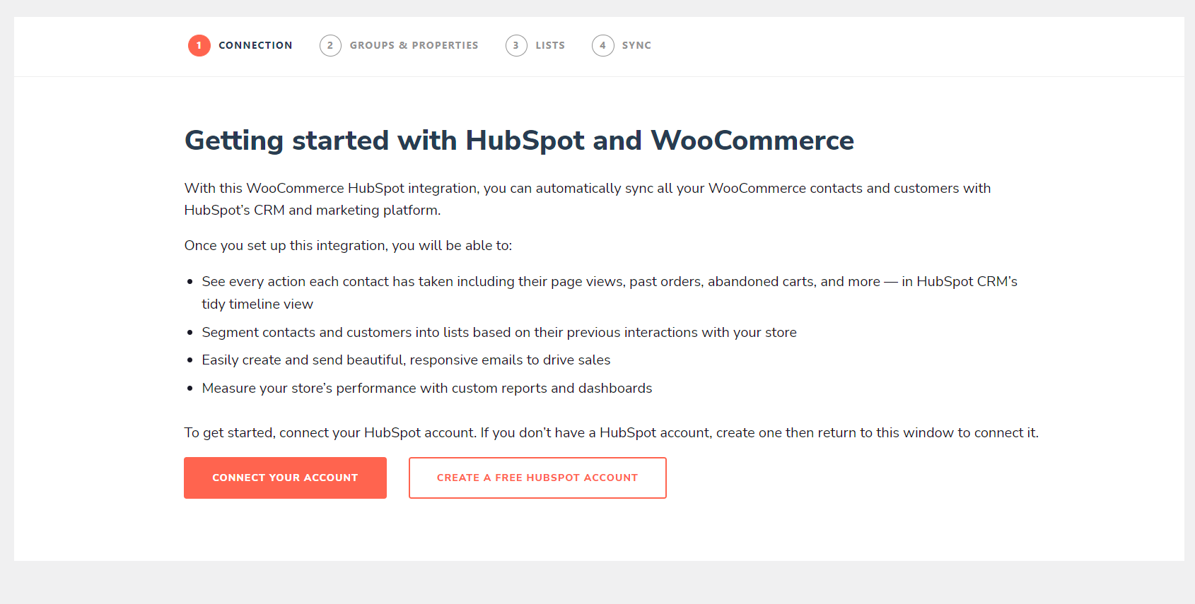 Connect your HubSpot account screen