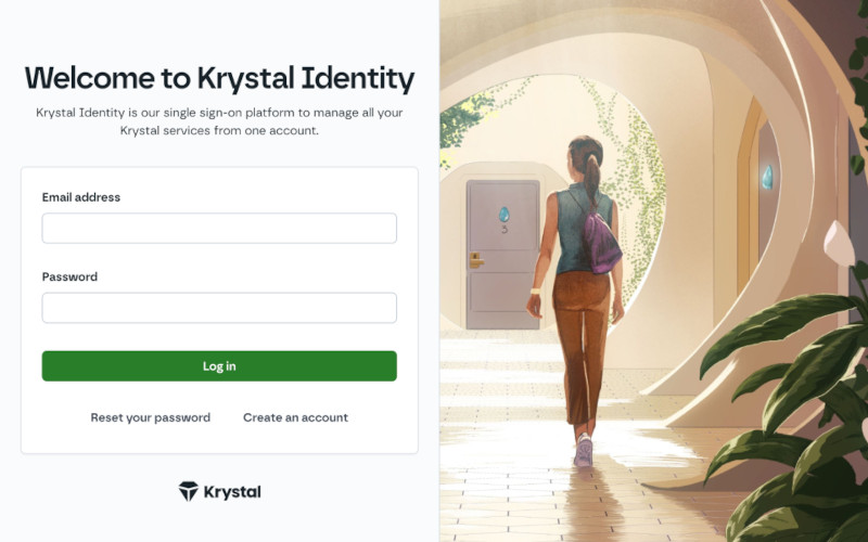 Screenshot of the Krystal Identity login page