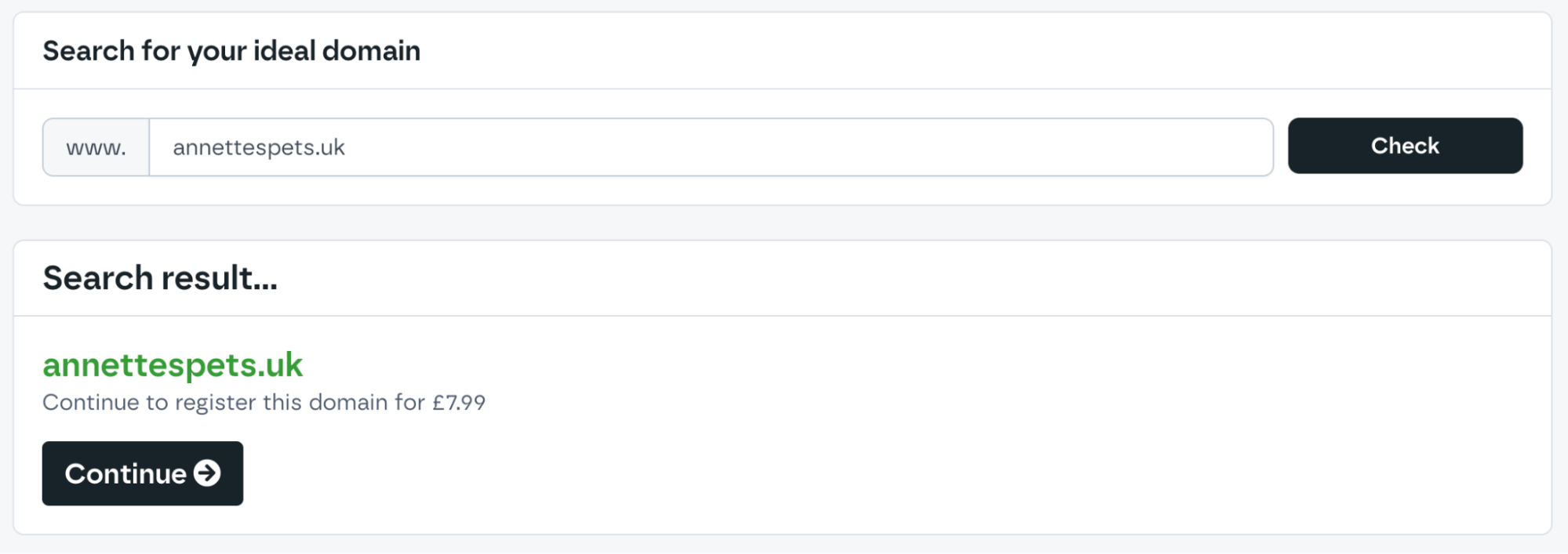 Krystal screenshot domain search results