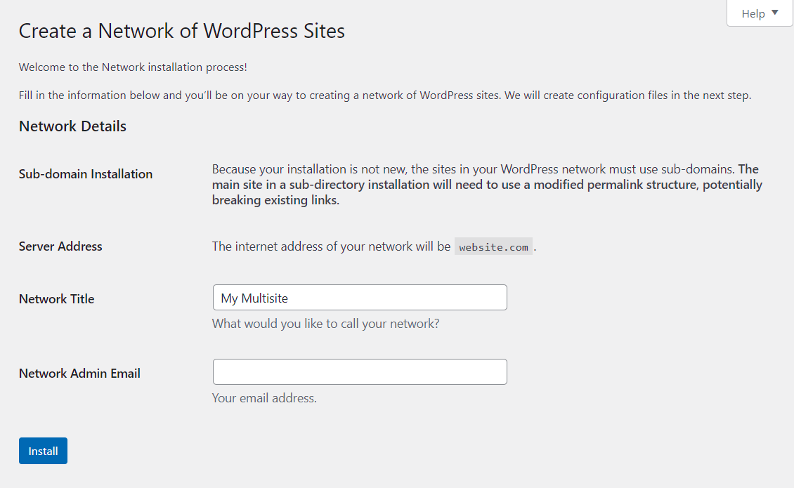 Create a Network of WordPress Sites