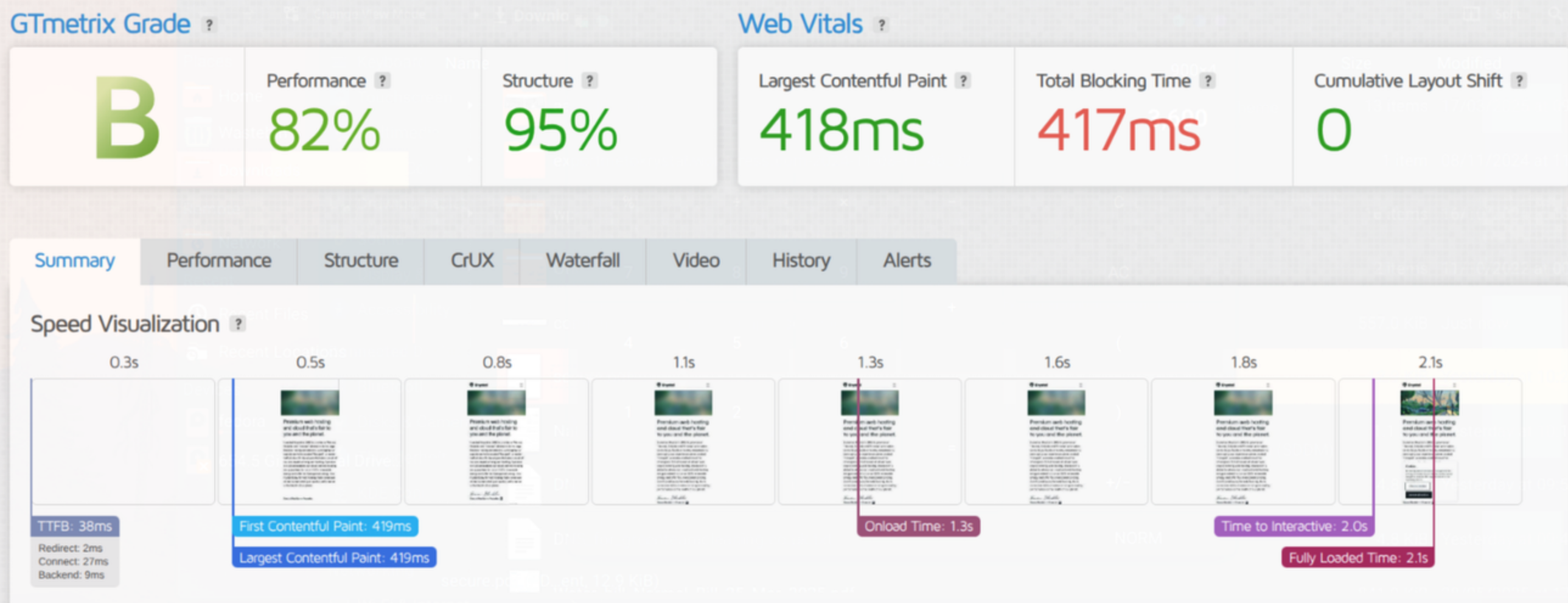 WordPress site speed test results fast mobile
