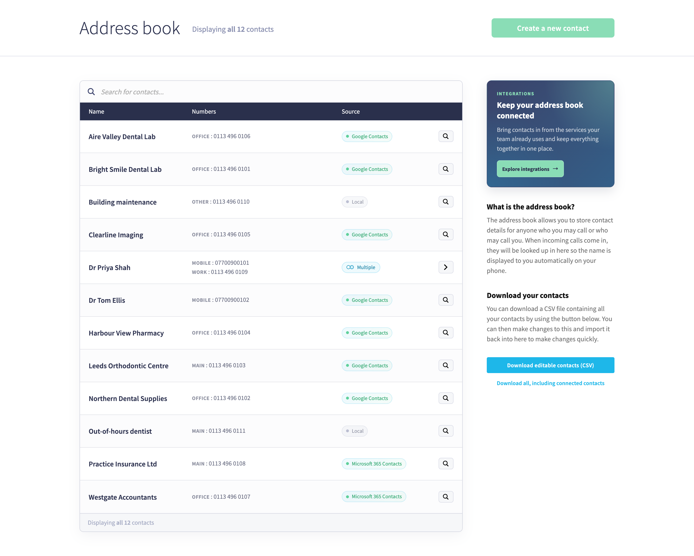 Address book