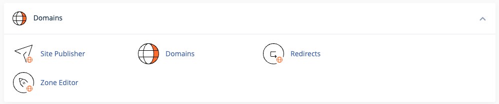 Screenshot of cPanel domain management