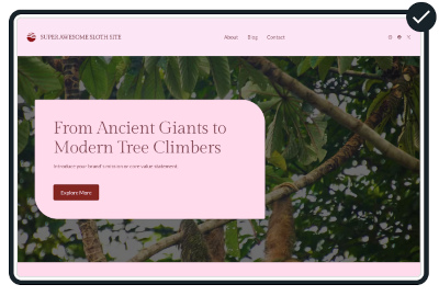 Screenshot of one of the templates available - a pink one with rounded corners.