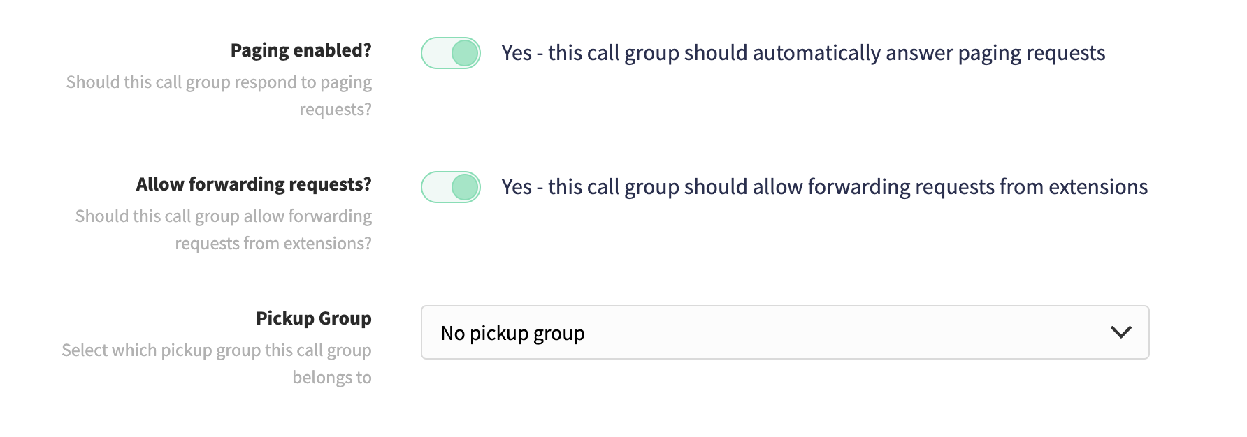 Screenshot: Group forwarding